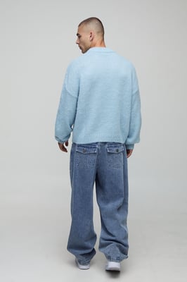 Boxy Fit Brushed Extended Neck Knitted Jumper