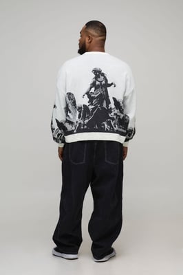 Plus Oversized Renaissance Jacquard Knitted Jumper
