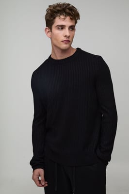 Regular Fit Ribbed Knitted Jumper