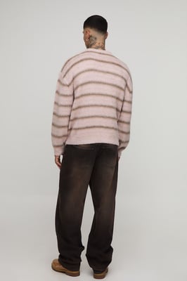 Tall Oversized Boxy Brushed Ombre Stripe Knitted Jumper