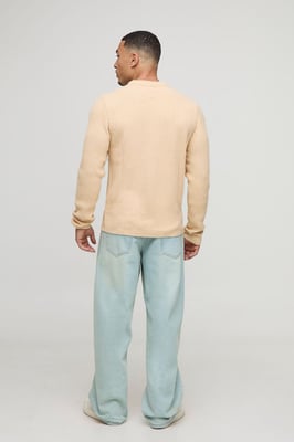 Regular Fit Ribbed Knitted Jumper