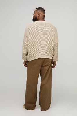 Plus Chunky Knit Oversized V Neck Jumper