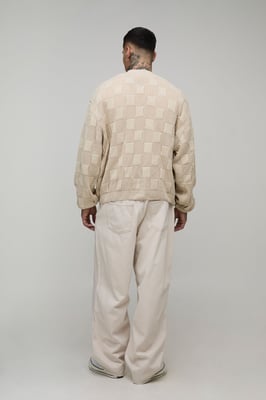 Tall Oversized Mixed Cable Knitted Cardigan