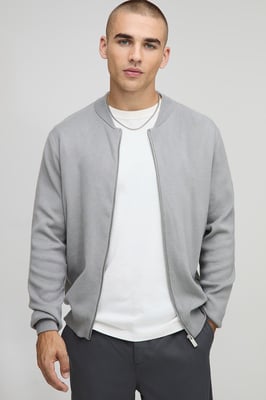 Regular Fit Smart Knitted Bomber Jacket