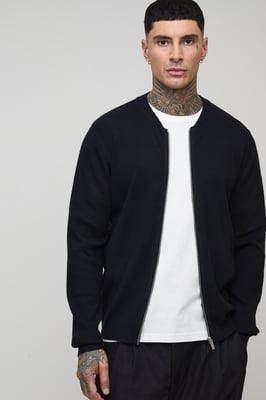 Tall Basic Regular Fit Knitted Bomber Jacket