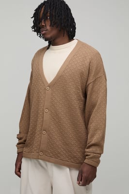 Tall Relaxed Fit Basket Knit Cardigan