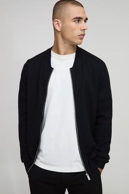 Regular Fit Smart Knitted Bomber Jacket