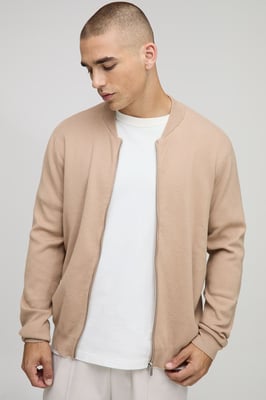 Regular Fit Smart Knitted Bomber Jacket