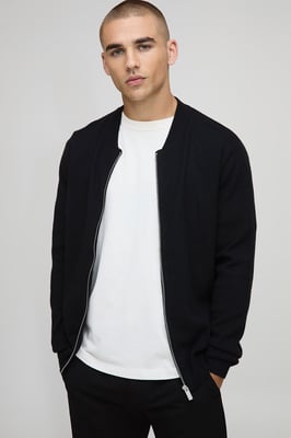 Regular Fit Smart Knitted Bomber Jacket