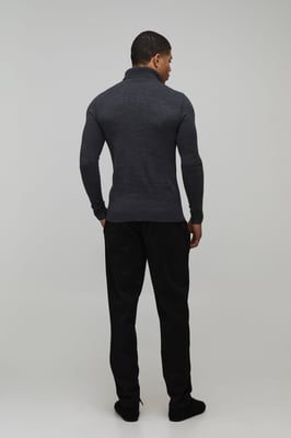 Muscle Fit Roll Neck Knitted Jumper
