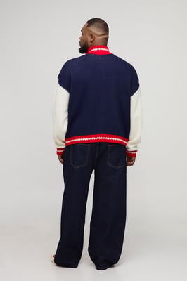 Plus Oversized Zip Up Funnel Neck Homme Knitted Jacket