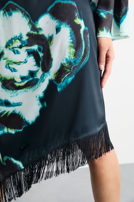 Placement Print One Shoulder Satin Midi Dress
