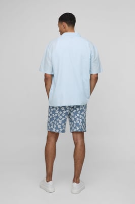 Elasticated Regular Fit Floral Satin Jacquard Shorts
