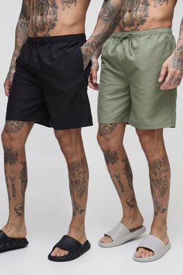 Tall 2 Pack Mid Length Swim Shorts