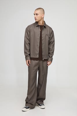 Oversized Houndstooth Pocket Detail Overshirt