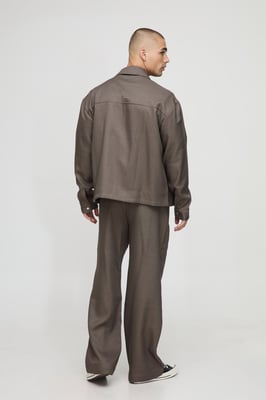 Oversized Houndstooth Pocket Detail Overshirt