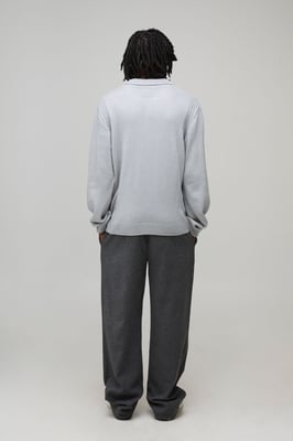 Regular Fit Fluffy Button Knitted Long Sleeve Polo