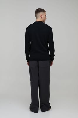 Muscle Fit Soft Touch Long Sleeve Knitted Polo