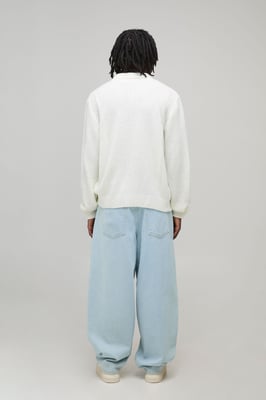 Regular Fit Fluffy Button Knitted Long Sleeve Polo