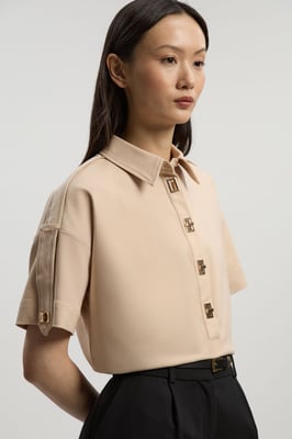 Techno Cotton Woven Short Sleeve Hardwear Detail Shirt