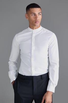 Slim Fit Grandad Collar Shirt