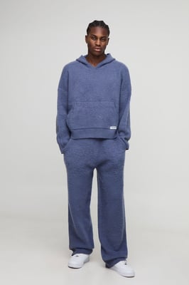 Boxy Fit Brushed Hoodie And Flared Jogger Tracksuit