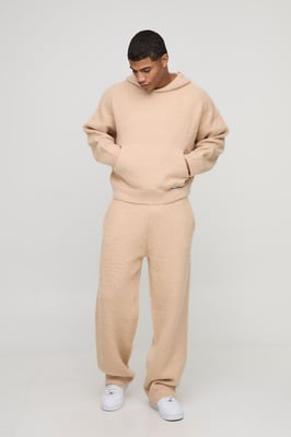 Boxy Fit Brushed Hoodie And Flared Jogger Tracksuit