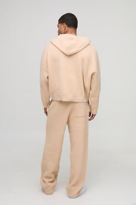 Boxy Fit Brushed Hoodie And Flared Jogger Tracksuit
