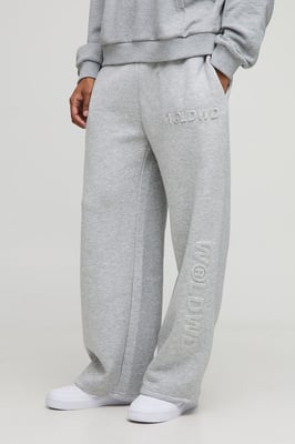 Wide Leg Embossed Worldwide Jogger