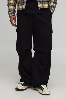 Wide Leg Cargo Pocket Toggle Raw Waistband Jogger