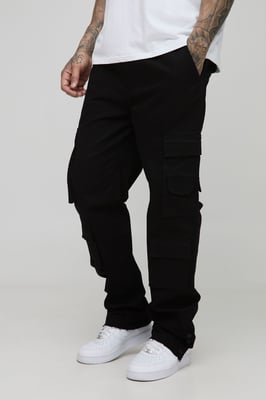 Tall Relaxed Washed Raw Popper Hem Cargo Trousers