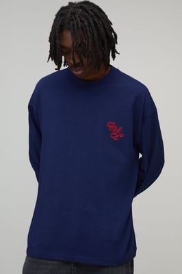Oversized Heavyweight BM Embroidered Long Flute Sleeve T-Shirt