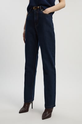 Demin High Waist Straight Leg Jean
