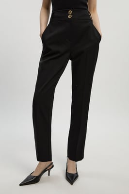 Petite Textured Compact Stretch Tailored Straight Leg Trouser