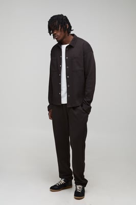 Tall Regular Fit Textured Over Shirt & Tapered Trouser Set