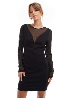 ONLY mesh detail mini dress in black