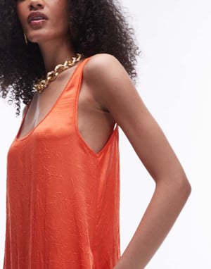 Topshop crinkle low scoop maxi dress in red