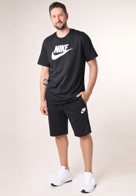 Nike Mens Tracksuit T Shirt Zip Pocket Shorts in Black/Black