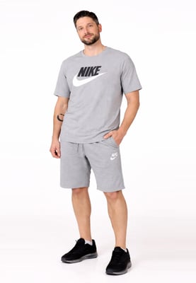 Nike Mens Tracksuit T Shirt Zip Pocket Shorts in Grey/Grey
