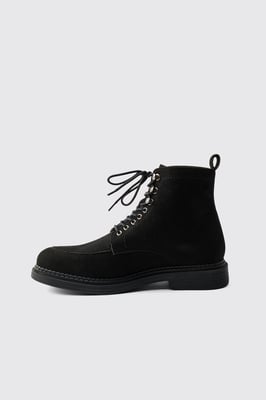 Faux Suede Chunky Sole Hiking Detail Boots