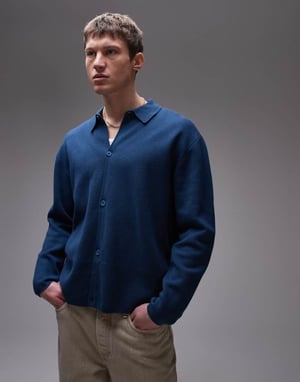 Topman smart cardigan i marinblå