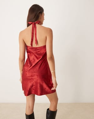 Miss Selfridge jacquard halter mini dress