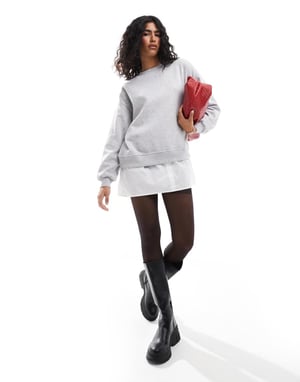 ONLY layered sweat mini dress in light grey