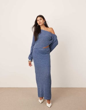 ASOS EDITION fine knit midaxi skirt co-ord in slate blue