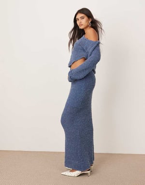 ASOS EDITION fine knit midaxi skirt co-ord in slate blue