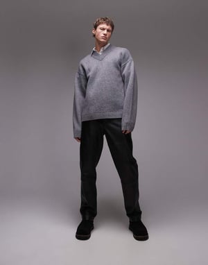 Topman premium avslappnad lambswool v-halströja
