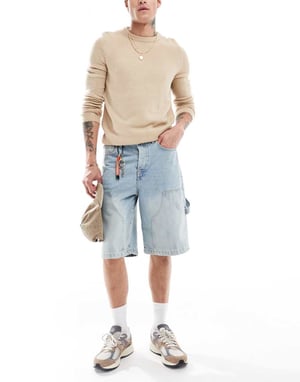ASOS DESIGN lätt borstad stickad tröja i havre