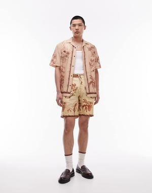 Topman relaxed printed short in stone