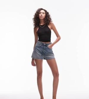 Topshop Tall denim comfort stretch short in bleach