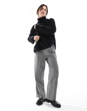 ASOS DESIGN barrel leg pull on tailored trouser in grey